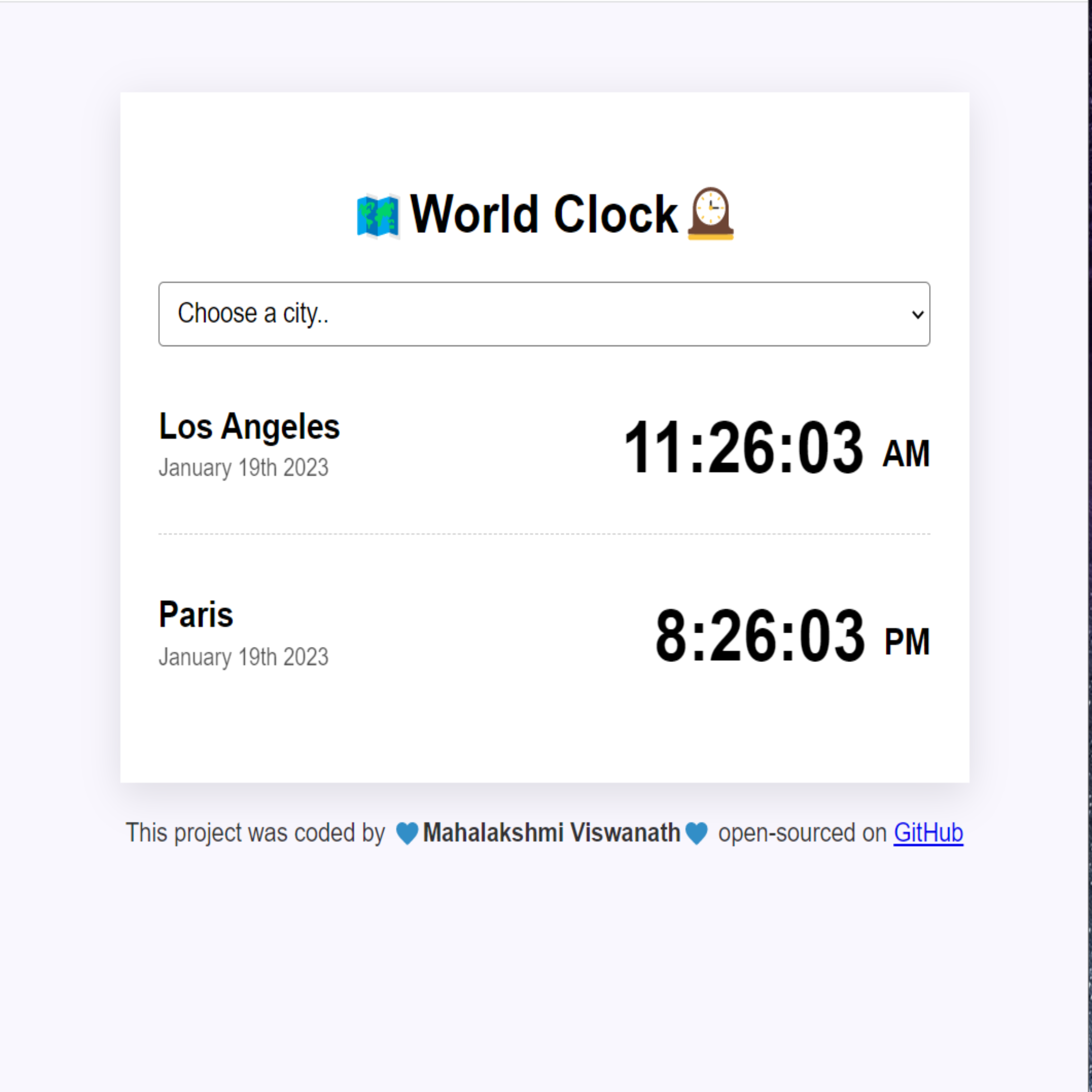 World Clock Project Preview